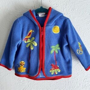 Hanna Andersson Jungle Themed Fleece Blue Sz 70 12-18 months
